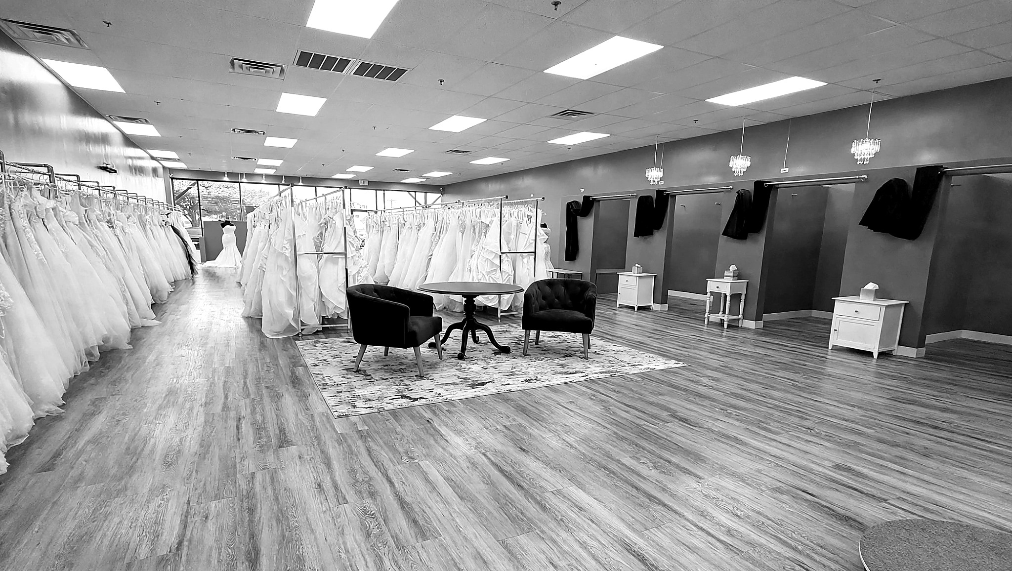 Bridal shopping area at Weatherford Bridal Outlet